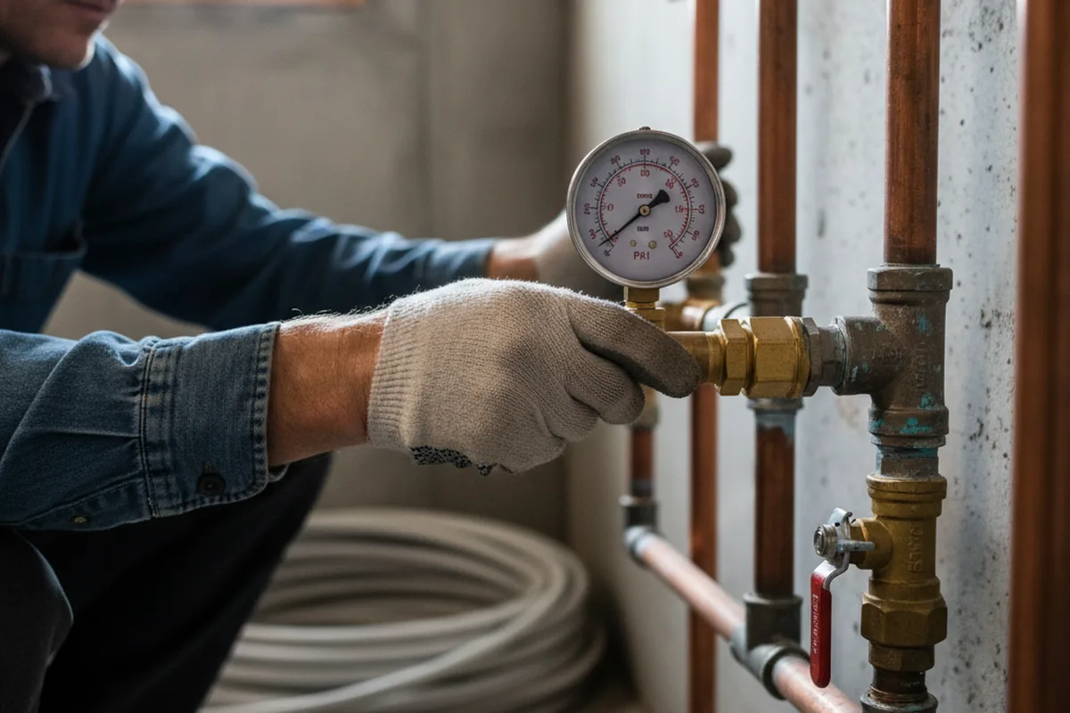 Pressure testing a repaired line during Water Line Repair in Mineral Ridge